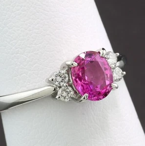 *TOP* ANILLO DE ZAFIRO BRILLANTE 900 PLATINO VALOR 4.450 EUROS Zafiro Rosa NUEVO - Imagen 1 de 4