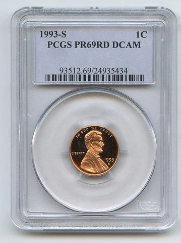 1993 S 1C Lincoln Cent Proof PCGS PR69DCAM Cover