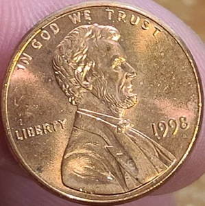 1998 Lincoln Head Memorial Penny Reverse Grease Error Proof Like No Mint C-11 - Picture 1 of 2