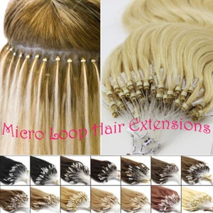 Micro Ring Loop Tip Hair Extensions Real Human Hair Micro Beads Links Remy Hair - Picture 1 of 98