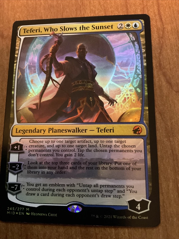 MTG FOIL Teferi, Who Slows the Sunset  – Innistrad: Midnight Hunt Card # 245 - Image 1 of 1