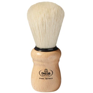 Omega Shave BEECH WOOD HANDLE - SYNTHETIC FIBER or PURE BRISTLE SHAVING BRUSH  - Picture 1 of 4