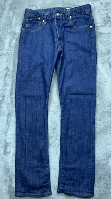 Pantalones de mezclilla Five Four para hombre 32x29 azul relajado pierna recta botón mosca pato amarillo Foto 1 de 4