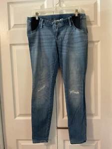 Liz Lange maternity jeans jeggings size M Distressed Stretch Skinny Jeans - Picture 1 of 7