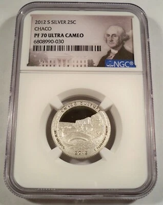 2012-S 25c SILVER NGC PF70UCAM CHACO CULTURE NATIONAL QUARTER PROOF DC PR 70 - Image 1 of 4