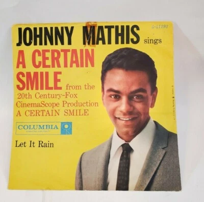 Johnny Mathis A CERTAIN SMILE / LET IT RAIN (POP 45/PS)#41193 PLAYS VG+ TO VG++  - Image 1 of 4
