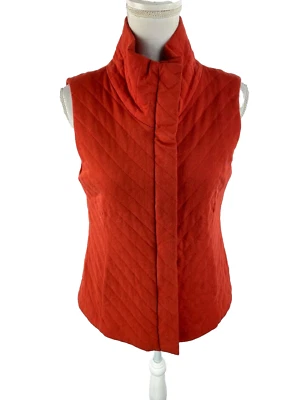 Chaleco acolchado Eileen Fisher para mujer S de algodón con cremallera completa naranja sin mangas Foto 1 de 4