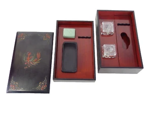 Japanese antique vintage Makie lacquer wood Shodo Suzuribako writing box chacha - Picture 1 of 12