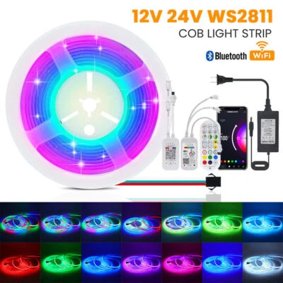 COB LED Streifen RGB IC WS2811 Raum Licht Wifi Bluetooth APP Fernbedienung Kit - Bild 1 von 4