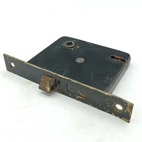 Vintage Black Mortise Lock Door Hardware Salvage Skeleton Keyhole NO Key Cover