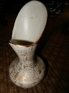 ROYAL HAEGAR Gold Tweet weiße VASE #413 - Bild 1 von 4