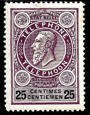 SELLO FISCAL DE INGRESOS TELEFÓNICOS DE Bélgica 1891🔥mlh og 🔥25 céntimos🔥VF Foto 1 de 2