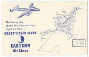 EASTERN AIRLINES Große Silberflotte KONSTELLATION & ROUTENKARTE ca 1940er Postkarte - Bild 1 von 2