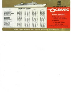S/S Oceanic Ocan Liner Plastic Calendar for 1967-1970 & Important Holidays Dates - Picture 1 of 1