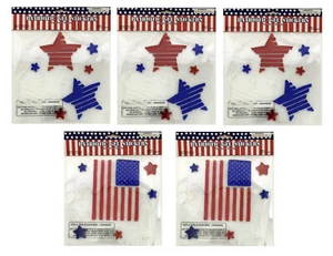 30+ Patriotic US Flag Stars Window Gel Sticker Cling Independence Day Party - Picture 1 of 3