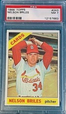 1966 Topps Baseball #243 Nelson Briles St. Louis Cardinals PSA 7 