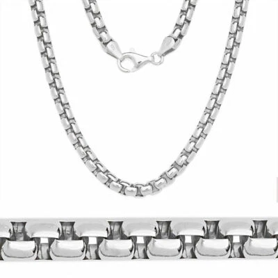 Collar de cadena italiana de 3 mm enchapado en oro blanco de 14 k plateado con eslabones de caja redonda para hombre Foto 1 de 2