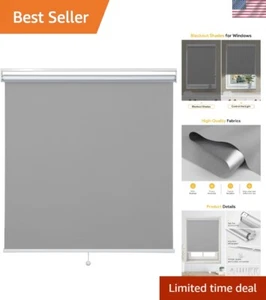 Cordless Blackout Roller Shades 28" W x 72" H - Eco-Friendly Thermal Insulation - Picture 1 of 10