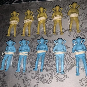 VTG PLASTIC PARACHUTE TROOPERS-(2”)- Mixed Lot Of 10-Sun Yellow/Baby Blue- - Picture 1 of 6