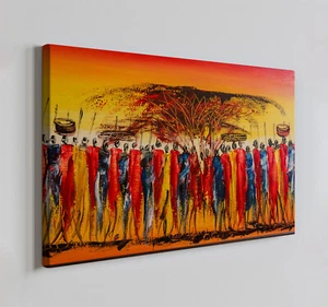 Kenyan Maasai African People Canvas Print Wall Art, Home Decor Wall Hanging - Picture 1 of 10
