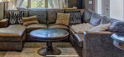 arhaus three piece leather sectional preowned excellent condition - Image 1 of 4