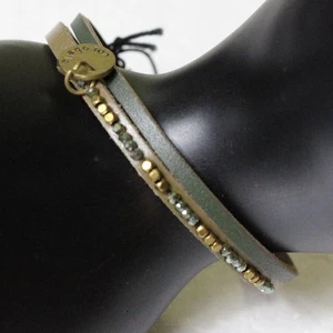 Anthropologie X Cocobelle grün Leder Gold Perlen Armband - Bild 1 von 6