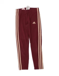 ADIDAS Girls Leggings 9-10 Years Maroon Cotton DQ70 - Picture 1 of 5