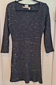 Chelsea & Violet Dress Black Sparkle Bling Large - Picture 1 of 9