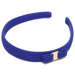 SALE FERRAGAMO Headband VARA Ribbon Brand Name Engraved LAPIS Blue NEW - Picture 1 of 5