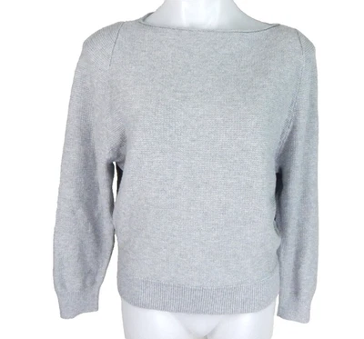 Suéter Vince XS para Mujer Gris Algodón Ligero Cuello Barco Pullover Texturizado Foto 1 de 3