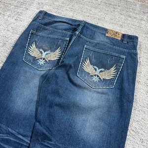 Pantalones de mezclilla skater Jinzu bordados calce suelto pierna holgada punk grunge Y2K 2000’s - Imagen 1 de 7