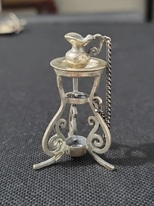 Fregadero de plata esterlina en miniatura italiano vintage de moda antigua con soporte con jarra - Imagen 1 de 18