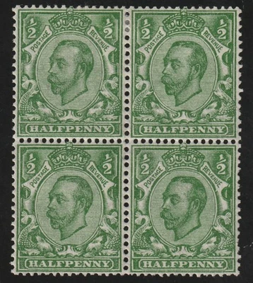 Multi-Cypher Watermark: 1/2d green: block of 4. Gibbons 346. Unmtd & Mtd mint. - Image 1 of 2