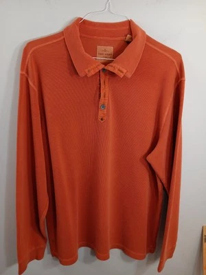 Tommy Bahama Henley 衬衫男式 XL 金属纽扣橙色毛衣 — 第 1/4 张图片