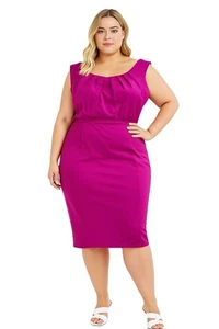 Mossimo Magenta Baumwollmischung Plissee ärmellos Etui Rücken Reißverschluss Kleid 16 - Bild 1 von 11