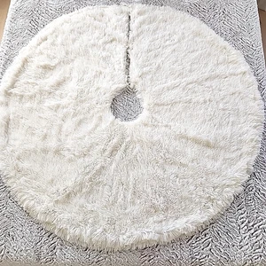 Berkshire Blanket Faux Fur Christmas Tree Skirt Ivory Cream Plush Luxury 54" - Picture 1 of 9