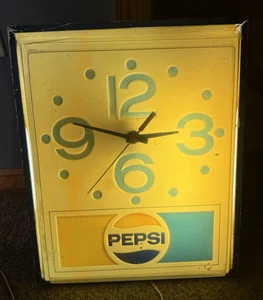 Vintage 1970 Pepsi Cola Soda Advertising Lighted Electric Wall Clock Sign - Picture 1 of 13
