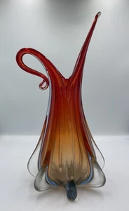Murano Large Red/Orange Glass Vase 1960s. - Picture 1 of 13