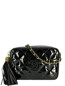 Chanel Vintage Kameratasche gesteppt Lackleder Quaste - Bild 1 von 10