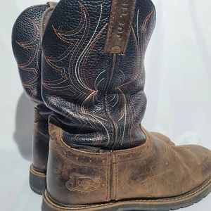 Justin schwarz/brn quadratische weiche Spitze wasserdicht Cowboy Arbeitsstiefel MJ1012 Herren 9EE - Bild 1 von 13
