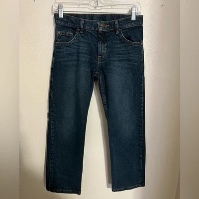 Pantalones de mezclilla WRANGLER clásicos informales calce relajado corte bootcut lavado oscuro para niños talla 10 H Foto 1 de 4