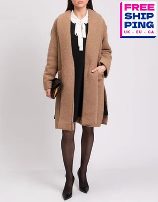 PVP2200 MAX MARA Abrigo Talla XS Mezcla Lana Beige Abertura Lateral Hecho en Italia Foto 1 de 4