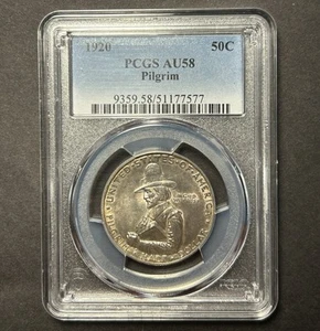 1920 Pilgrim Commemorative Half Dollar — PCGS AU58 - Picture 1 of 4