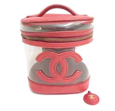 Autêntica bolsa cosmética de couro vinil CHANEL I#47664 - Imagem 1 de 4