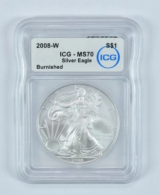 Silver Eagle 2008-W bruñido MS70 ICG *1534 Foto 1 de 4