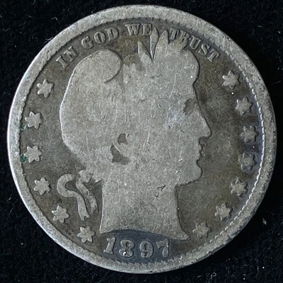 1897 Barber Quarter, Good Condition, Free US Shipping! - Image 1 of 2