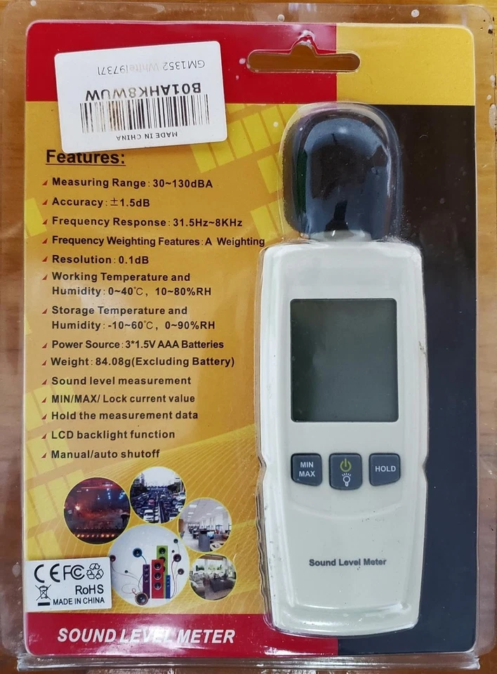 Decibel Meter Digital Sound Level Portable SPL- Meter 30dB to 130dB LCD DISPLAY - Image 1 of 4