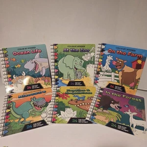 Lot Of 6 (11x11) Childrens Color By Number Books Ocean/Animals/Dinosaurs NEW - Picture 1 of 10