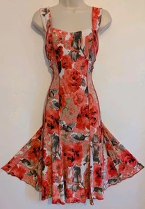 💜 ROMAN SIZE 20 Beautiful Ladies Orange Patterned Dress Ref 15 - Picture 1 of 7