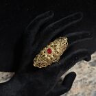 Gold Plated Red Cubic Zirconia Adjustable Ring New
